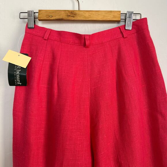 NWT Vintage 90s Harvé Benard Hot Pink 100% Linen High-Waisted Pleated Pants 8 - Picture 9 of 10